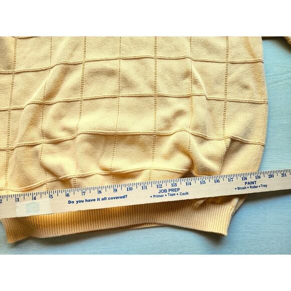 SWEATER-MEN'S-IZOD-Buttercup Yellow-Long Sleeves-Knit Square Pattern-SIZE XL - Picture 11 of 13